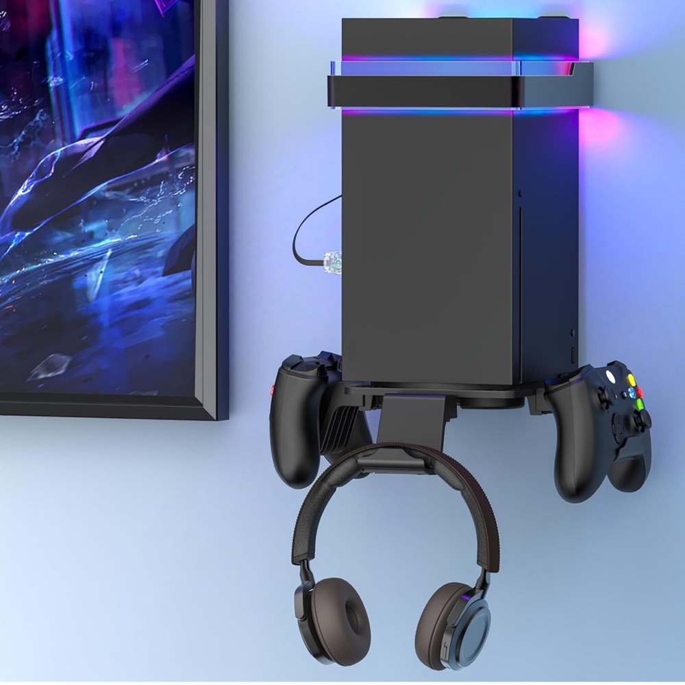 Wall Mount for Xbox Series X/S-Wall Mount Kit with 2 Controller Holder
